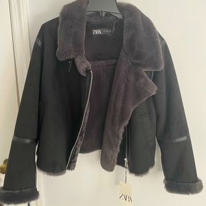 ZARA FAUX FUR JACKET, XL, TAGS ON, NEVER WORN